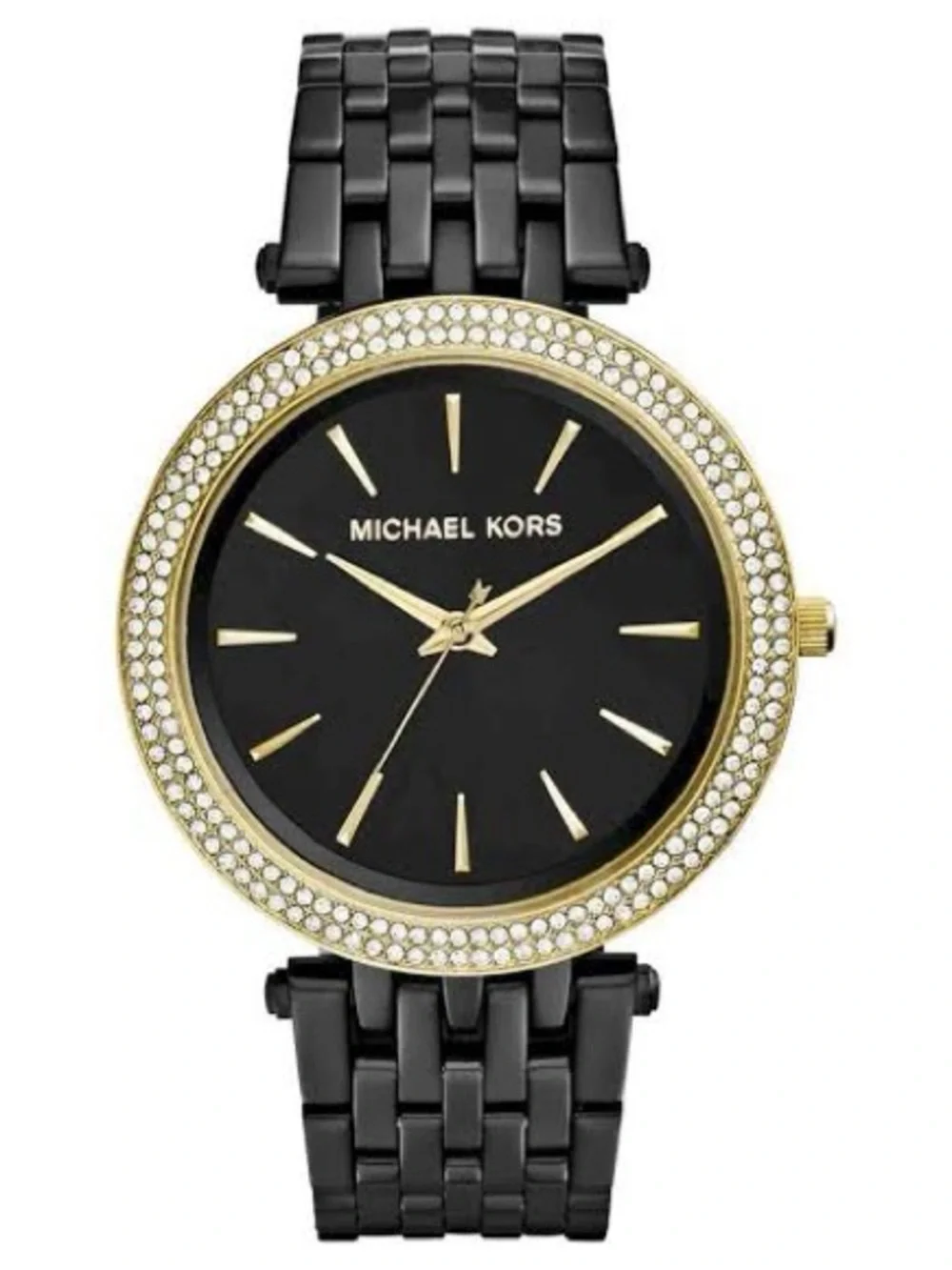 Michael Kors MK-3322 Black & Gold Crystal Bezel Stainless Steel Watch